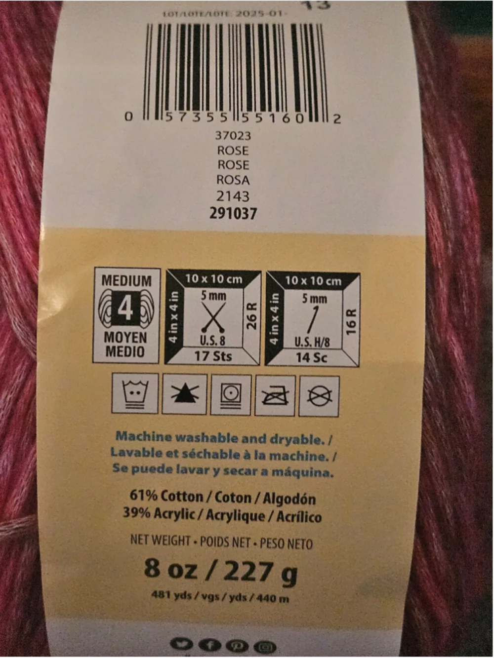 Two Caron Blossom Cakes Yarn- Rose